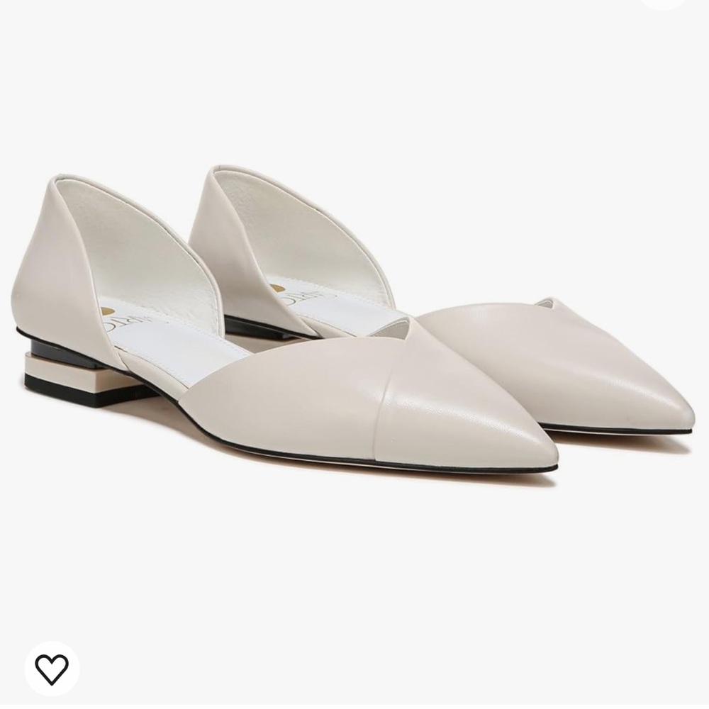 SARTO Tabitha White Leather pointed toe block heel shoes women size 9